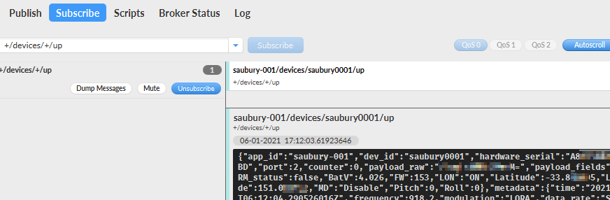 Subscribing to MQTT topic