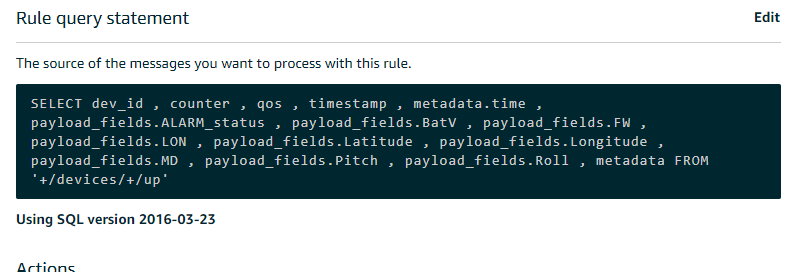AWS IoT rule query