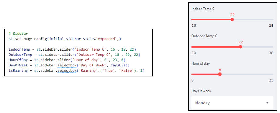 Web application — with inputs as slider controls